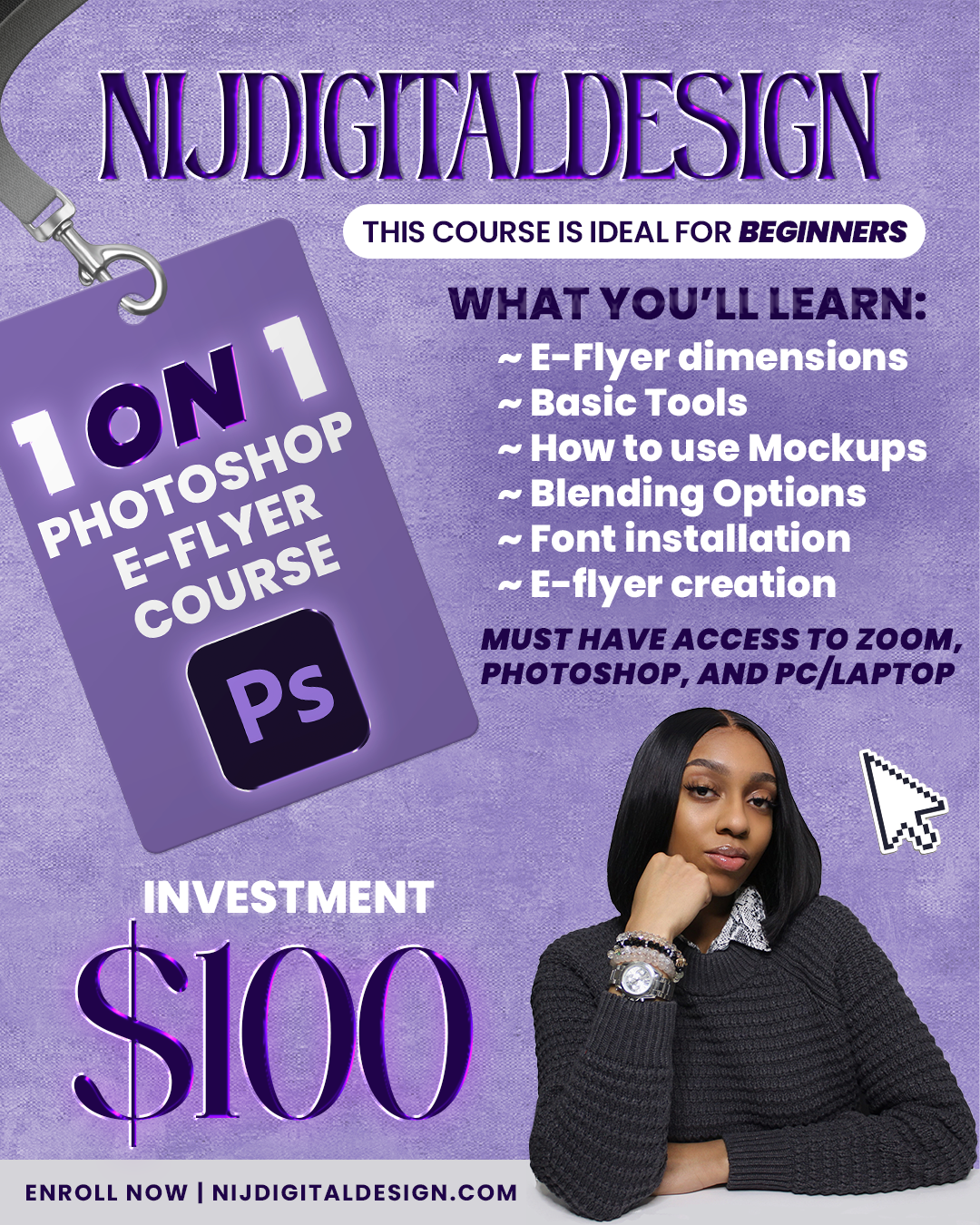 1 on 1 Photoshop E-flyer Class